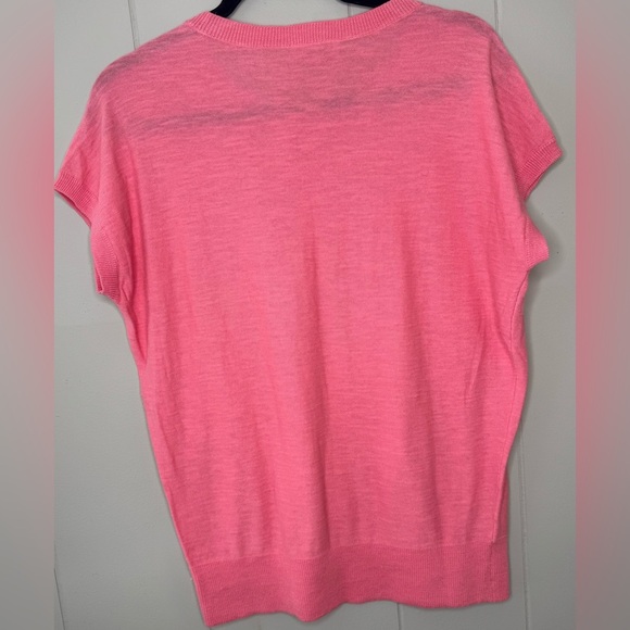 Loft 100% Cotton Coral Knit Drop Shoulder Sweater Vest Womens Medium - Picture 2 of 8